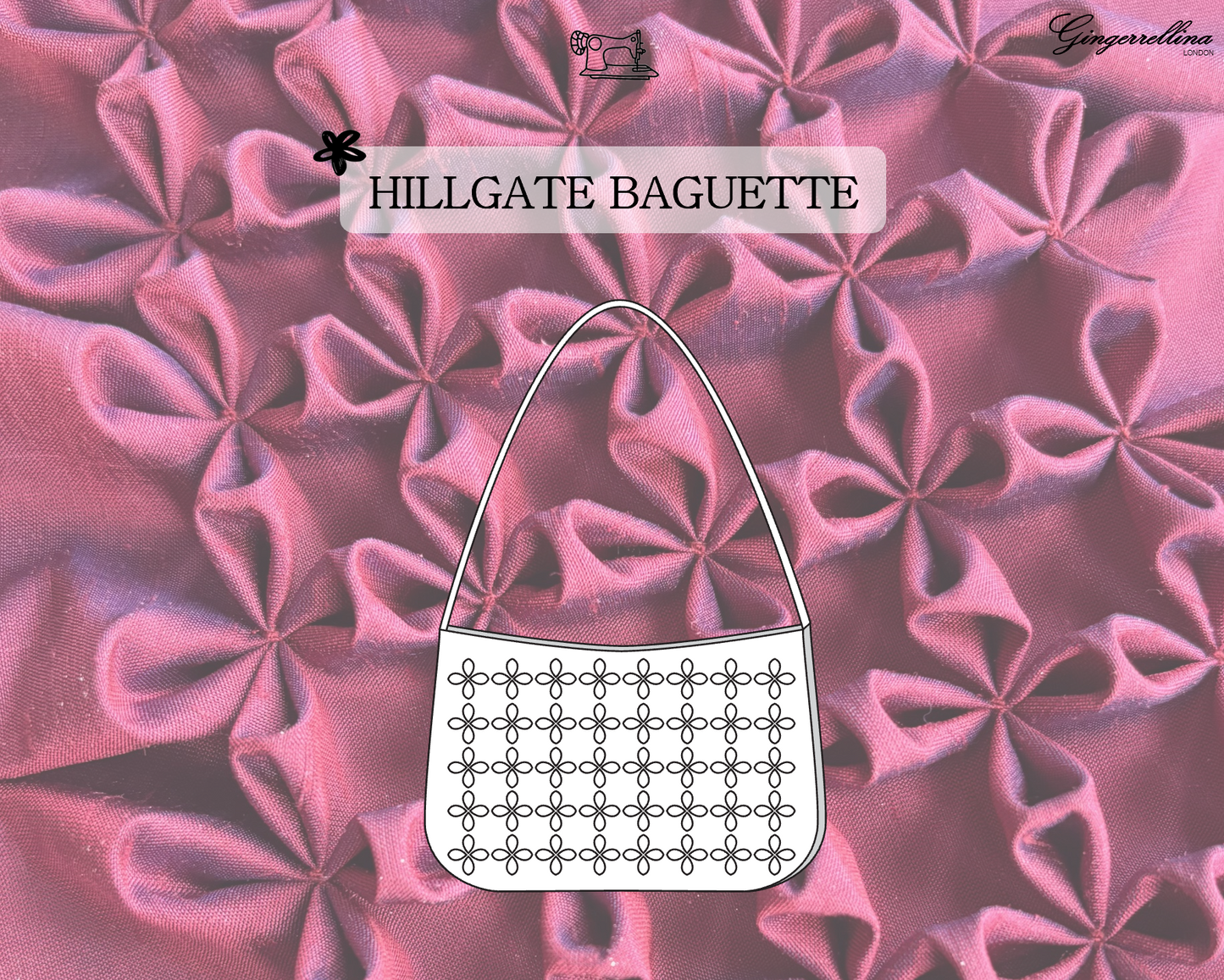 Hillgate baguette bag / clutch – floral smocking – PDF sewing pattern