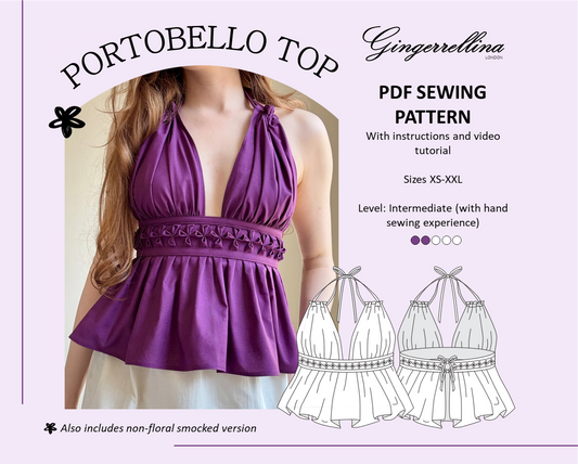 Portobello floral smocked top – PDF sewing pattern – sizes XS-XXL