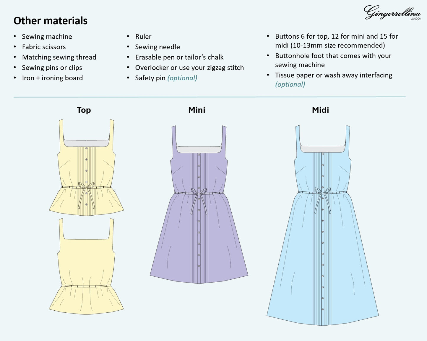 Angel top + dress - PDF sewing pattern - US 0-22