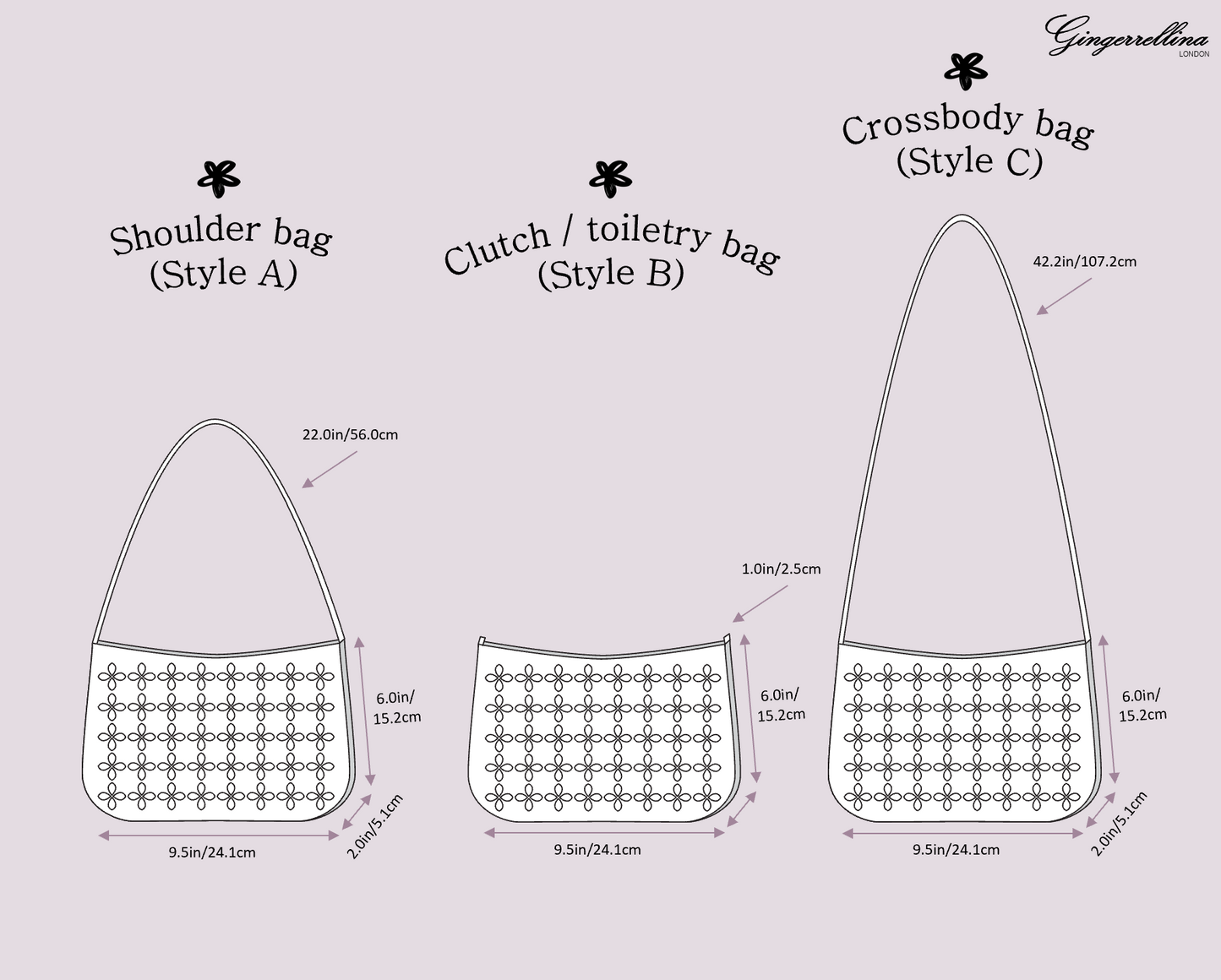 Hillgate baguette bag / clutch – floral smocking – PDF sewing pattern