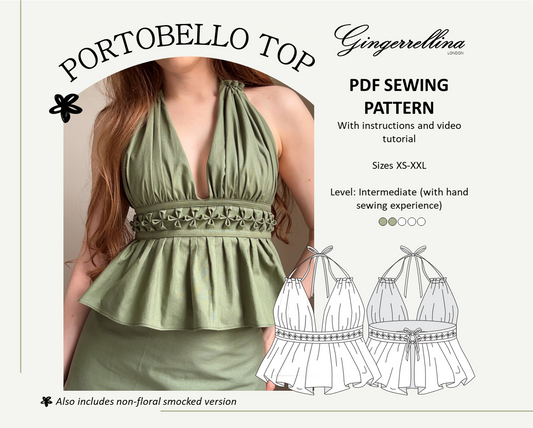 Portobello floral smocked top – PDF sewing pattern – sizes XS-XXL